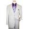 Steve Harvey Classic Collection Off White/Lavender Pinstripes And Hand-Pick Stitching Super 120's Suit 6746